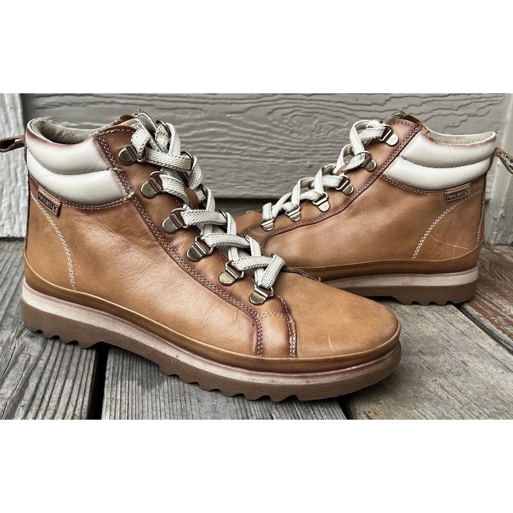 Pikolinos Vigo Women's 38 US 7.5-8 Lace Up Ankle Boots Side Zip Casual